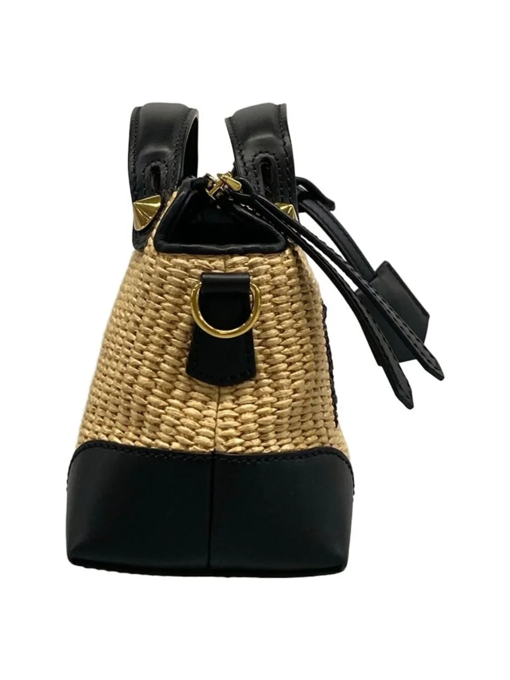 Fendi Handbag Mini Visible Beige Black Leather